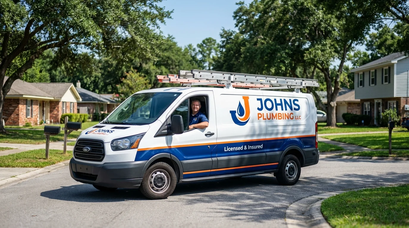 Johns Plumbing LLC service van in Pleasantville, NJ
