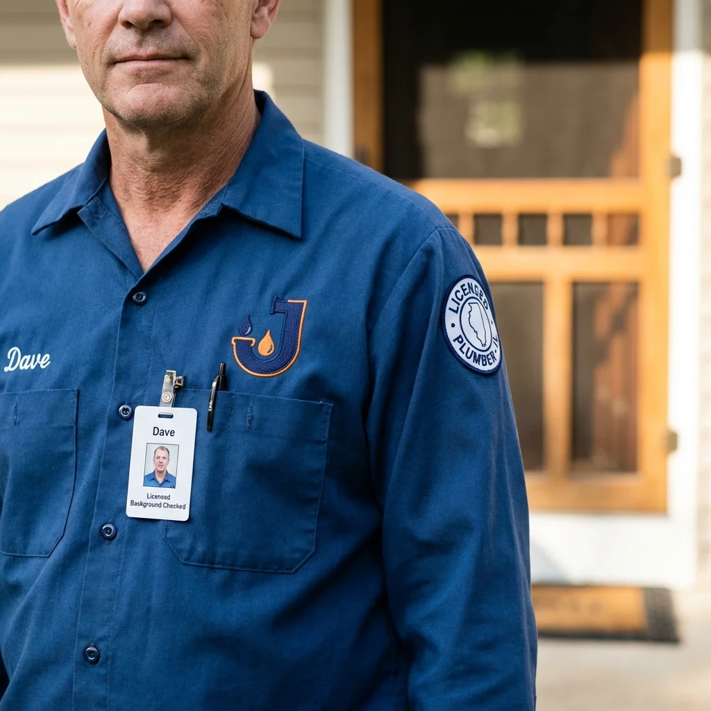 Licensed plumber showing ID badge in Pleasantville, NJ